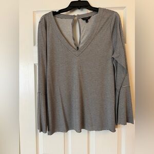Lucky Brand striped shirt flared sleeve open upper back